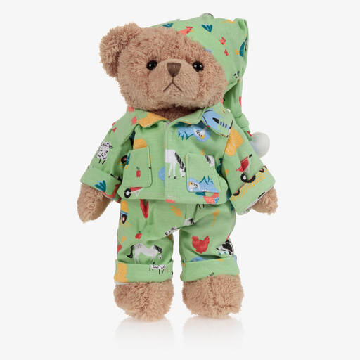 Powell Craft-Green Farmyard Pyjama Teddy Bear (34cm) | Childrensalon