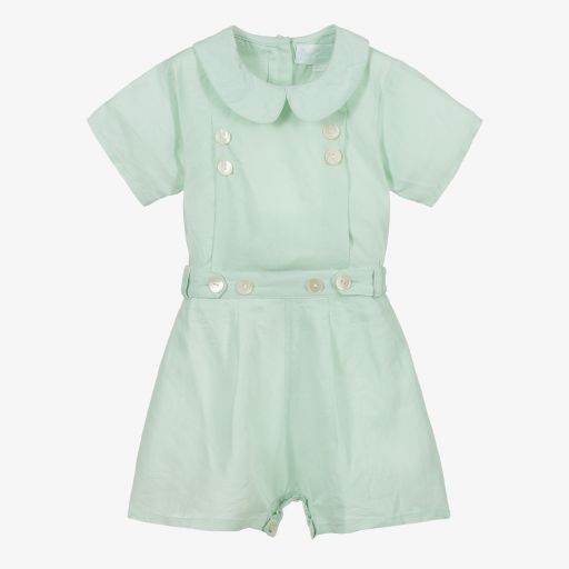 Powell Craft-Green Linen Shorts Set | Childrensalon