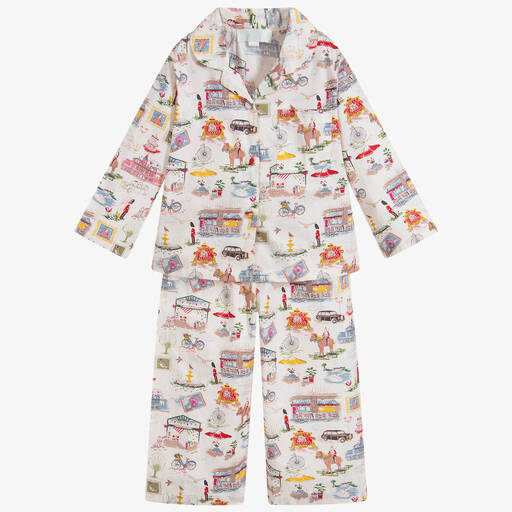 Powell Craft-Кремовая хлопковая пижама в ретро-стиле | Childrensalon