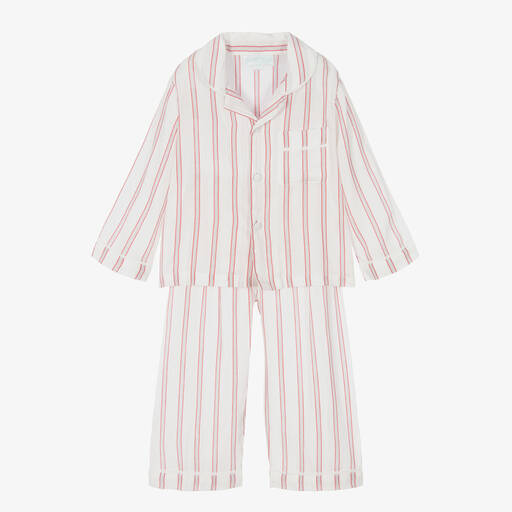 Powell Craft-Gestreifter Schlafanzug in Weiß und Rot | Childrensalon