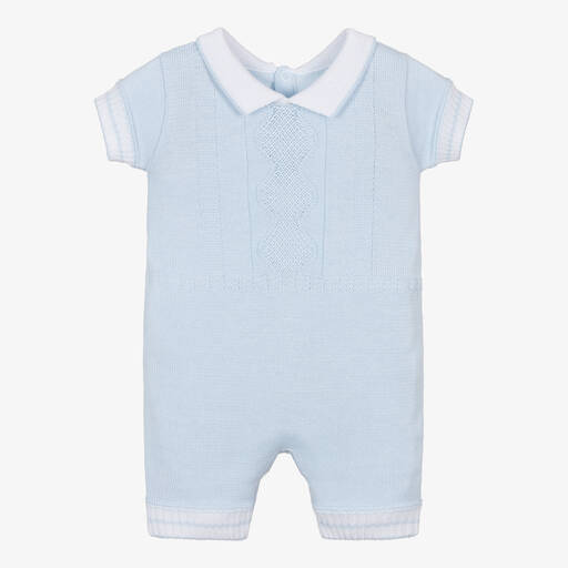 Pretty Originals-Baby Boys Blue Cotton Knit Shortie | Childrensalon