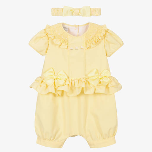 Pretty Originals-Baby Girls Yellow Ruffle Shortie | Childrensalon