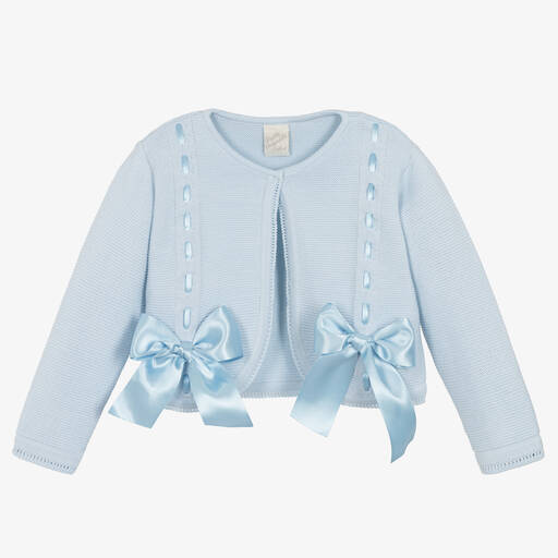 Pretty Originals-Girls Blue Knitted Cotton Cardigan | Childrensalon