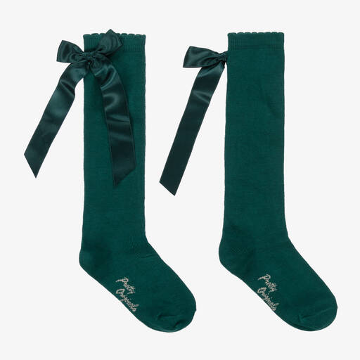 Pretty Originals-Зеленые хлопковые носки с бантиками для девочек | Childrensalon
