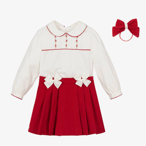Pretty Originals-Girls Ivory & Red Skirt Set | Childrensalon