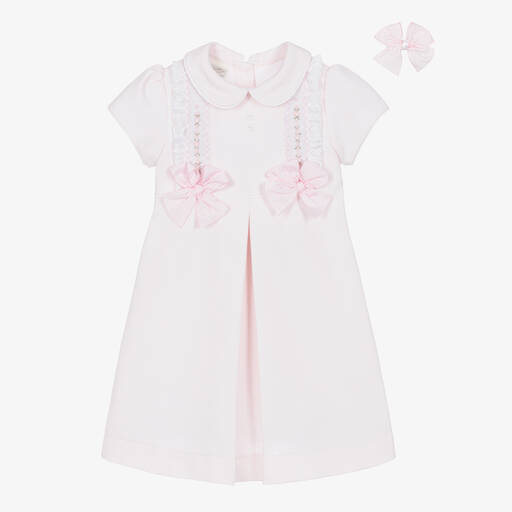 Pretty Originals-Girls Pink Hand-Smocked Cotton Dress Set | Childrensalon