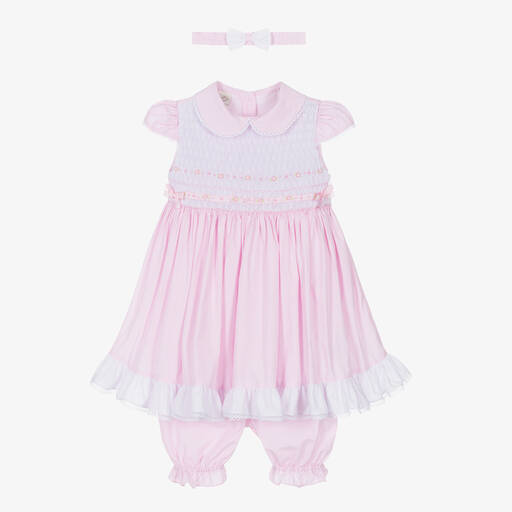 Pretty Originals-Girls Pink Smocked Dress Set | Childrensalon