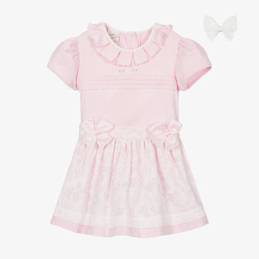 Pretty Originals-Girls Pink & White Floral Cotton Skirt Set | Childrensalon
