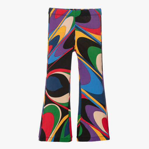 PUCCI-Girls Black & Purple Onde Print Viscose Leggings | Childrensalon