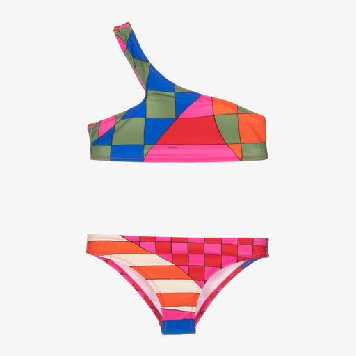 PUCCI-Girls Pink Giardino One Shoulder Bikini | Childrensalon