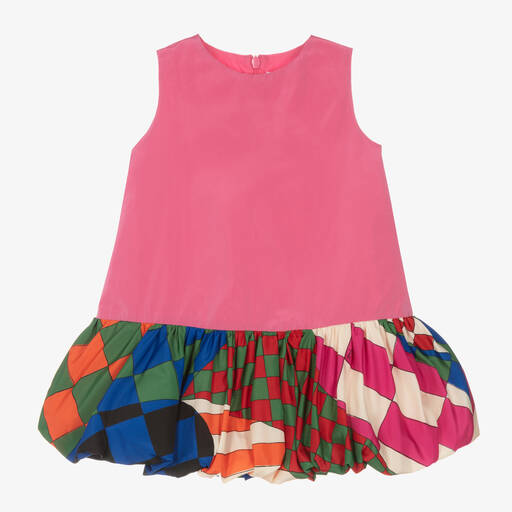 PUCCI-Girls Pink Sateen Giardino Print Dress | Childrensalon