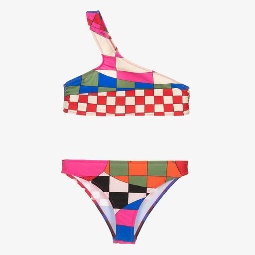 PUCCI-Teen Girls Pink Multi One Shoulder Bikini | Childrensalon