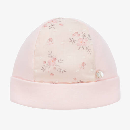 Pureté Du... Bébé-Baby Girls Pink Cotton Floral Hat | Childrensalon