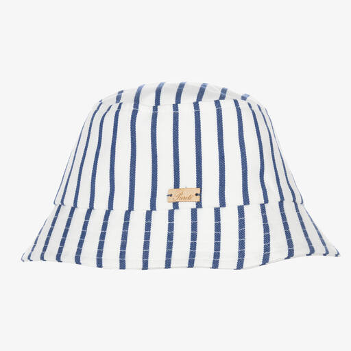 Pureté Du... Bébé-Boys White Striped Cotton Bucket Hat | Childrensalon