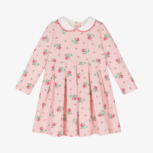 Rachel Riley-Baby Girls Pink Cotton Jersey Dress | Childrensalon