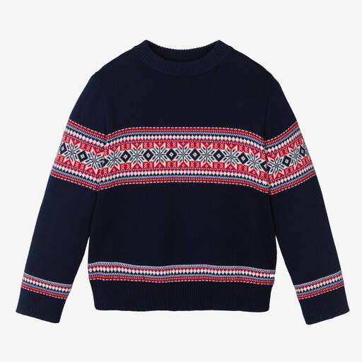 Rachel Riley-Boys Navy Blue Knitted Sweater | Childrensalon
