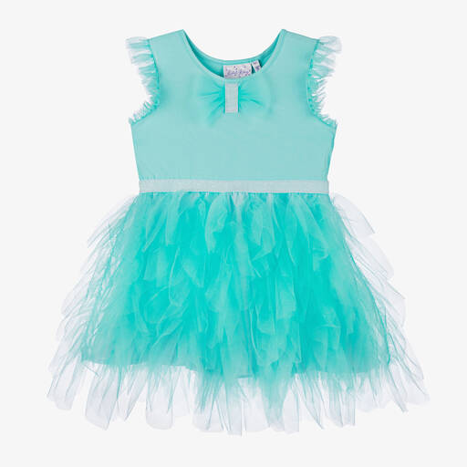 Rachel Riley-Girls Green Cotton & Tulle Dress | Childrensalon