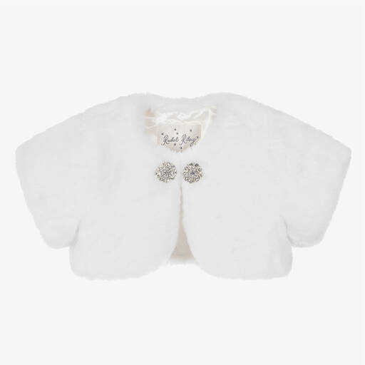 Rachel Riley-Girls Ivory Faux Fur Bolero Jacket | Childrensalon