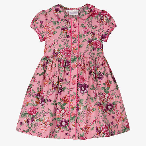 Rachel Riley-Розовое хлопковое платье с цветами | Childrensalon