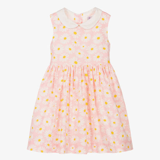 Rachel Riley-Girls Pink Daisy Cotton Dress | Childrensalon