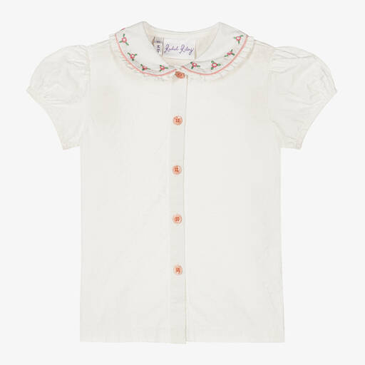 Rachel Riley-Белая хлопковая блузка с вышивкой  | Childrensalon