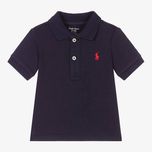 Ralph Lauren-Baby Boys Blue Cotton Jersey Polo Shirt | Childrensalon