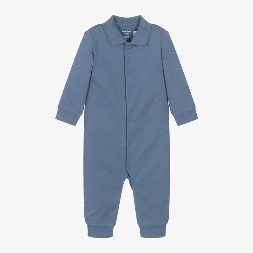 Ralph Lauren-Голубой хлопковый ромпер для малышей | Childrensalon