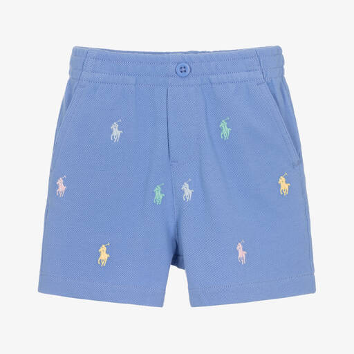 Ralph Lauren-Baby Boys Blue Cotton Shorts | Childrensalon