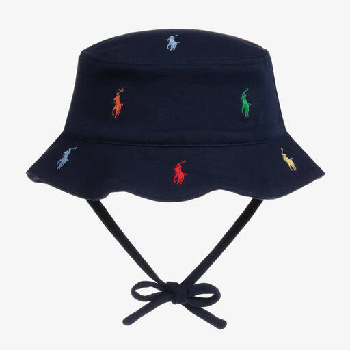 Ralph Lauren-قبعة قطن مطرز لون كحلي للمواليد | Childrensalon
