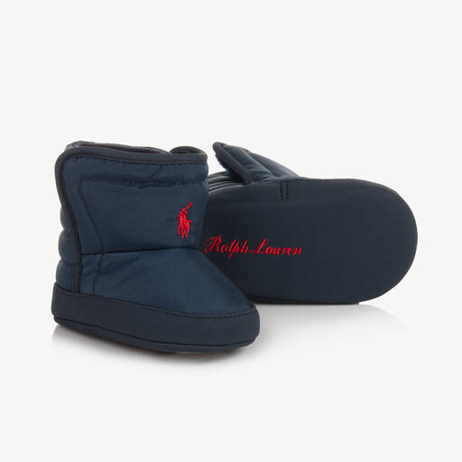 Ralph Lauren-Baby Boys Blue Padded Pre-Walker Boots | Childrensalon