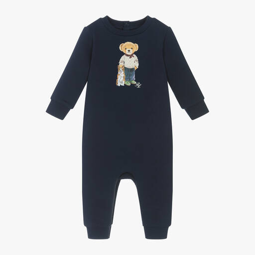 Ralph Lauren-Combinaison en Coton Bleu Polo Bear pour Bébé Garçon | Childrensalon