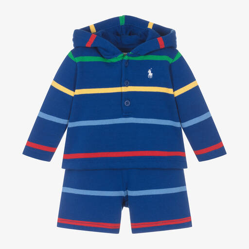 Ralph Lauren-Baby Boys Blue Stripe Jersey Shorts Set | Childrensalon