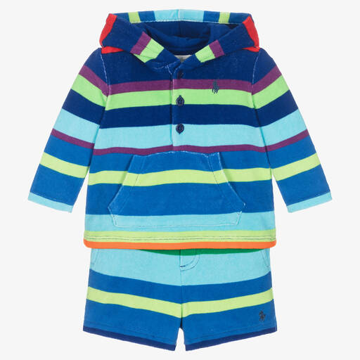 Ralph Lauren-Baby Boys Blue Stripe Shorts Set | Childrensalon