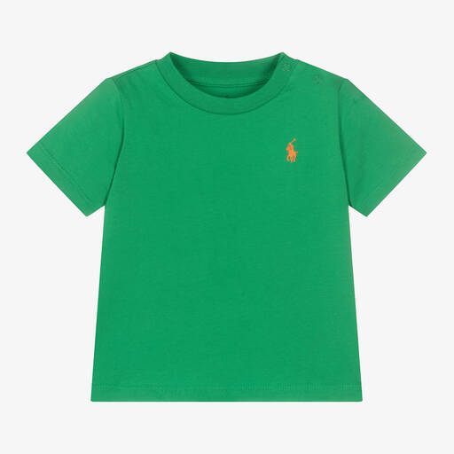 Ralph Lauren-Baby Boys Green Cotton T-Shirt | Childrensalon