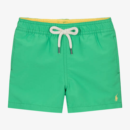 Ralph Lauren-Baby Boys Green Pony Swim Shorts | Childrensalon