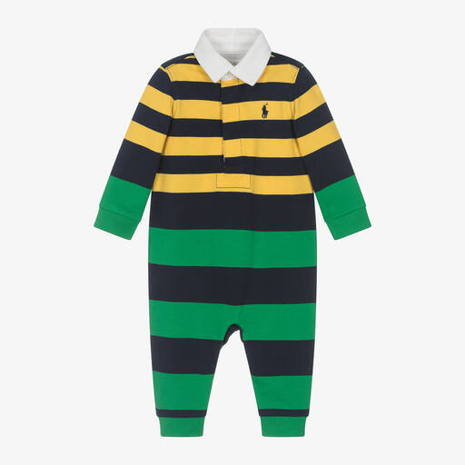 Ralph Lauren-Зеленый ромпер поло в полоску для малышей | Childrensalon