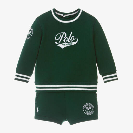 Ralph Lauren-Baby Boys Green Wimbledon Shorts Set | Childrensalon