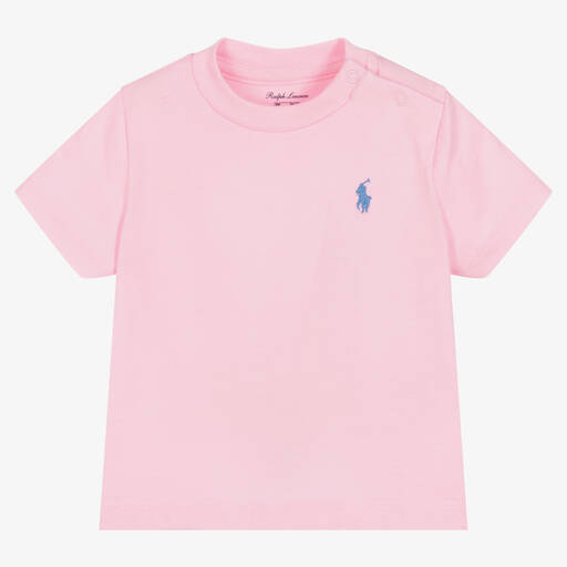 Ralph Lauren-Baby Boys Pink Cotton T-Shirt | Childrensalon