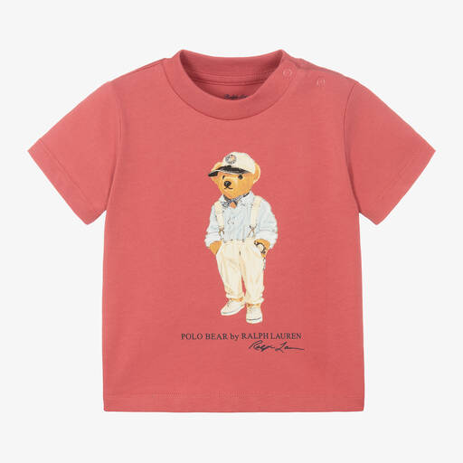Ralph Lauren-Baby Boys Red Cotton Polo Bear T-Shirt | Childrensalon