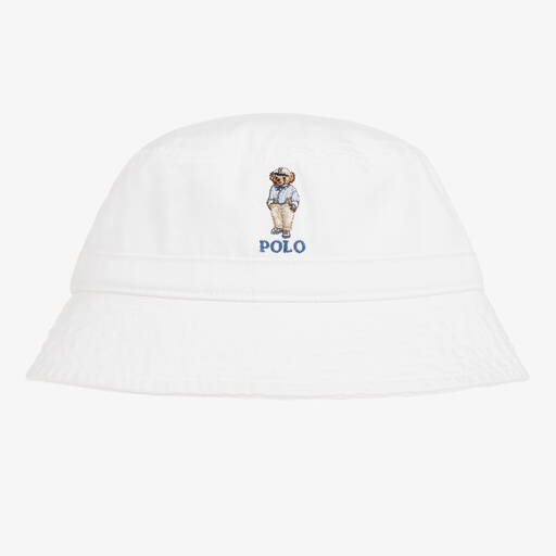Ralph Lauren- قبعة باكيت بولو بير قطن لون أبيض | Childrensalon