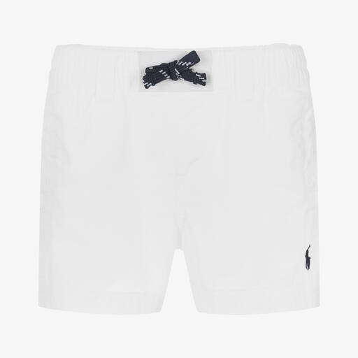 Ralph Lauren-Baby Boys White Cotton Shorts | Childrensalon
