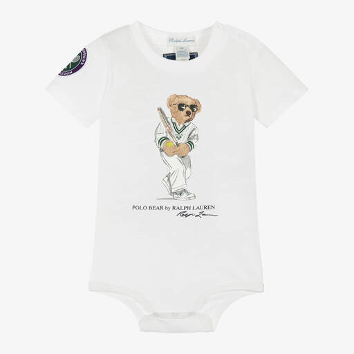 Ralph Lauren-Белый хлопковый боди Wimbledon для малышей | Childrensalon