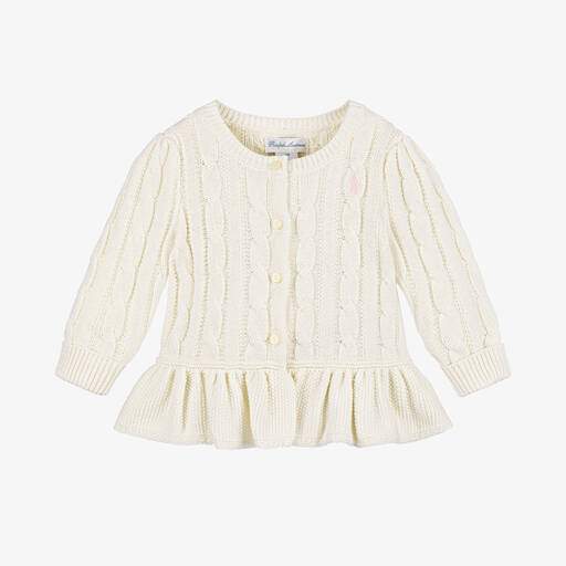 Ralph Lauren-Baby Girls Cotton Cable-Knit Sweater | Childrensalon