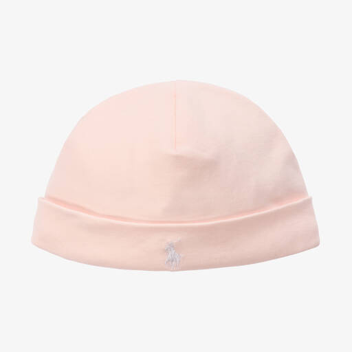 Ralph Lauren-Baby Girls Pink Cotton Hat | Childrensalon
