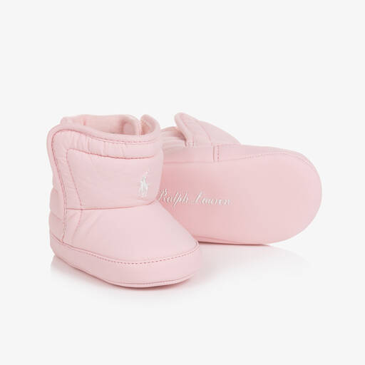 Ralph Lauren-Baby Girls Pink Padded Pre-Walker Boots | Childrensalon