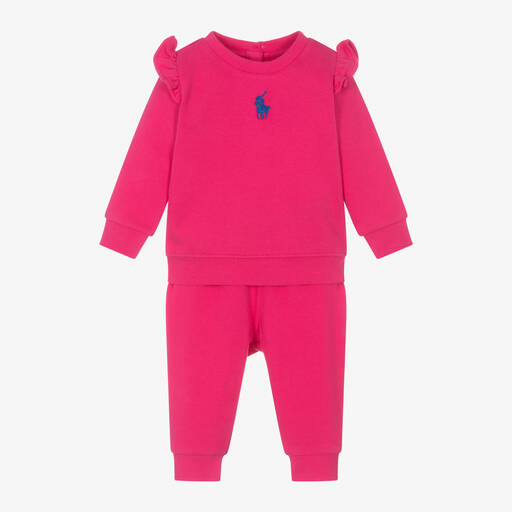 Ralph Lauren-Розовый спортивный костюм из хлопка с рюшами для малышек | Childrensalon