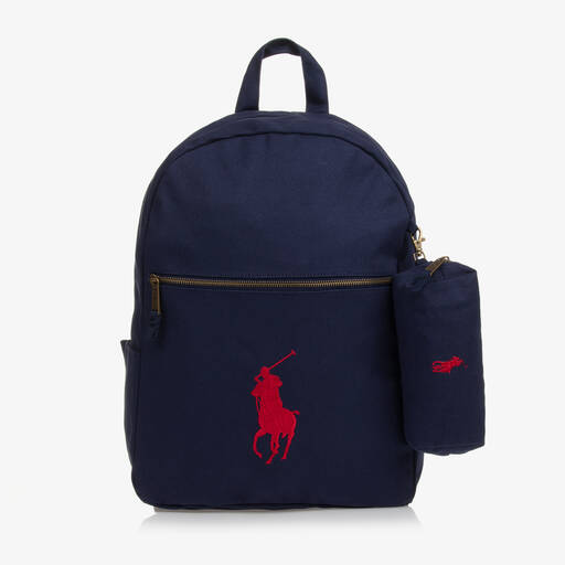 Ralph Lauren-Blue Canvas Big Pony Backpack (44cm) | Childrensalon