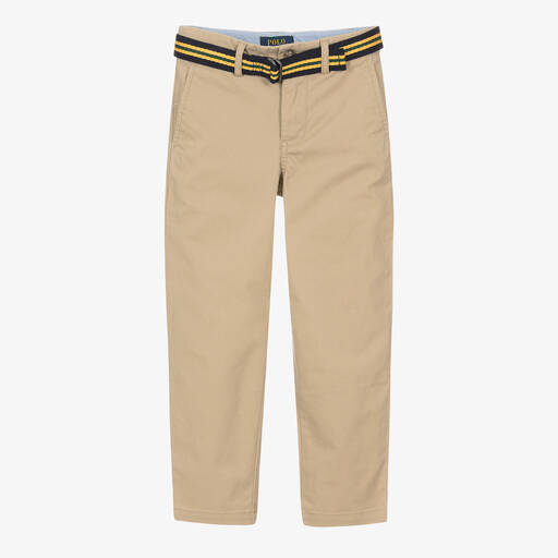 Ralph Lauren-Boys Beige Cotton Twill Chino Trousers | Childrensalon