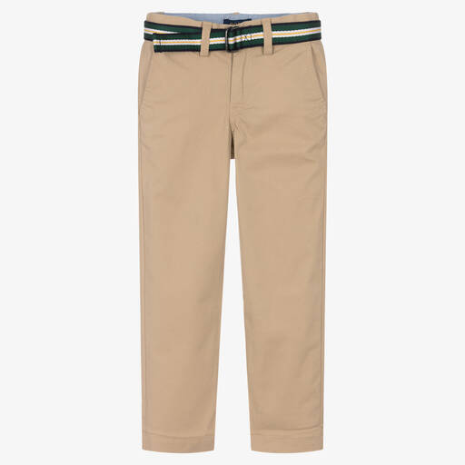 Polo Ralph Lauren-Boys Beige Skinny Fit Chino Trousers | Childrensalon