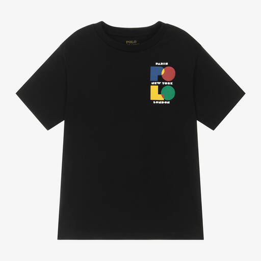 Ralph Lauren-Boys Black Cotton Jersey T-Shirt | Childrensalon